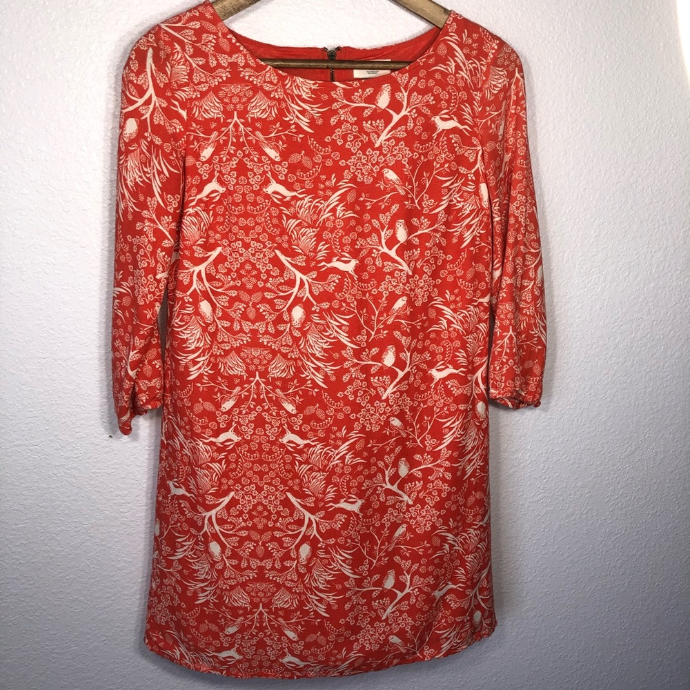 Old Navy Orange Rabbit Bird Print Dress